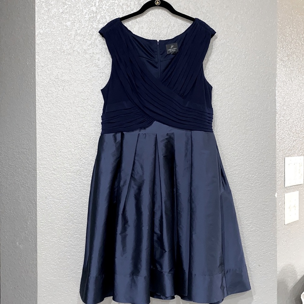 Adrianna Papell Navy Blue Midi Dress